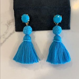 J. Crew blue tassel statement earring bead drop